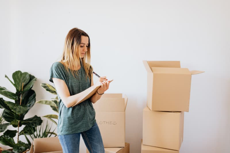 Packed moving boxes ready for moving day